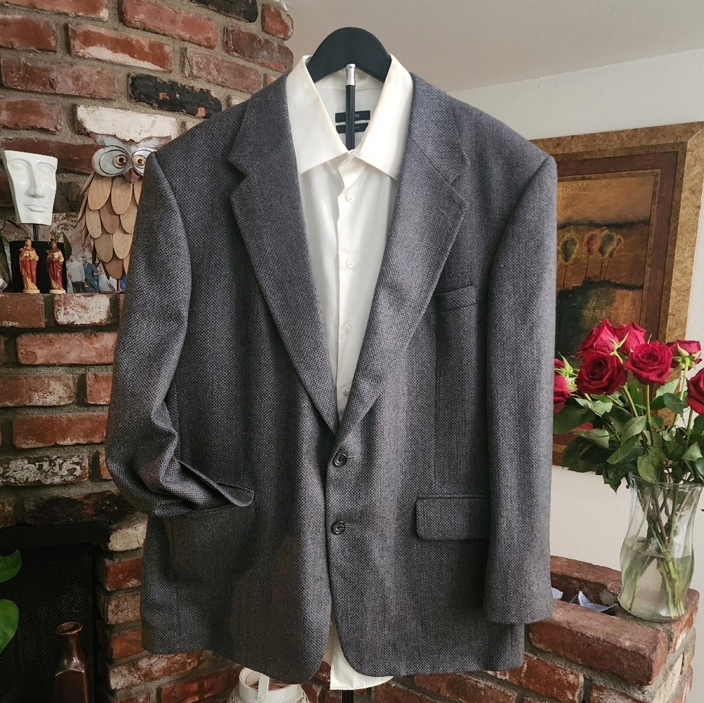 Oscar de la Renta Men’s Charcoal Wool Blazer Sport Coat 46R - Picture 2 of 7